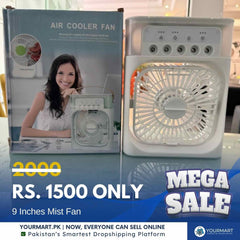 9 Inch Mist Fan | Portable Air Conditioner Fan |  Mist Water, And Humidifier Function | Led Night Light Water Mist | Random Color